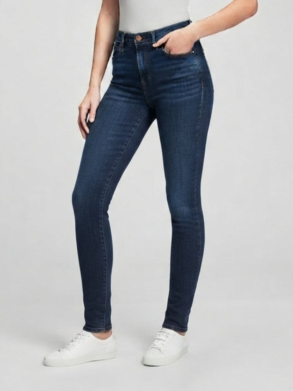 GAP Dark Wash High Rise True Skinny Jeans, 28T
